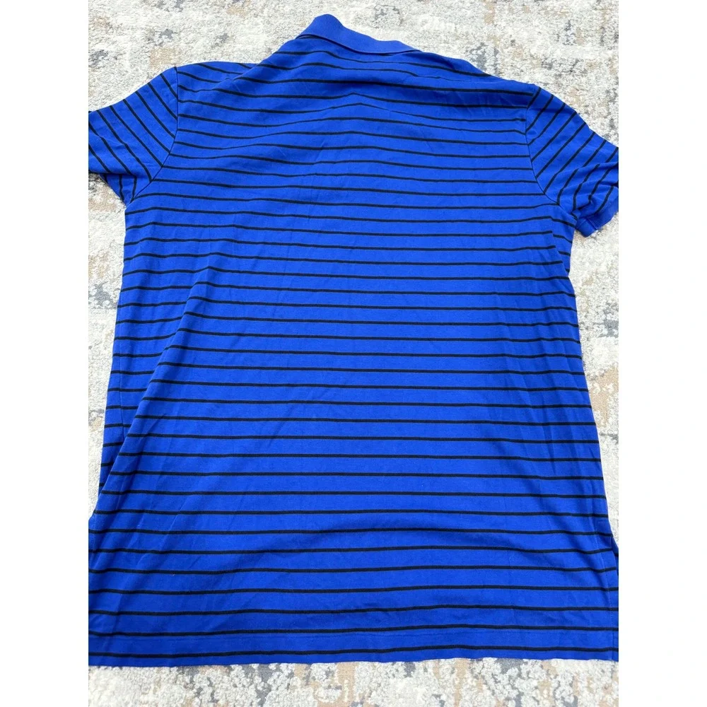 Polo Ralph Lauren Mens Blue Black Striped Pima Soft Touch Polo Shirt Large